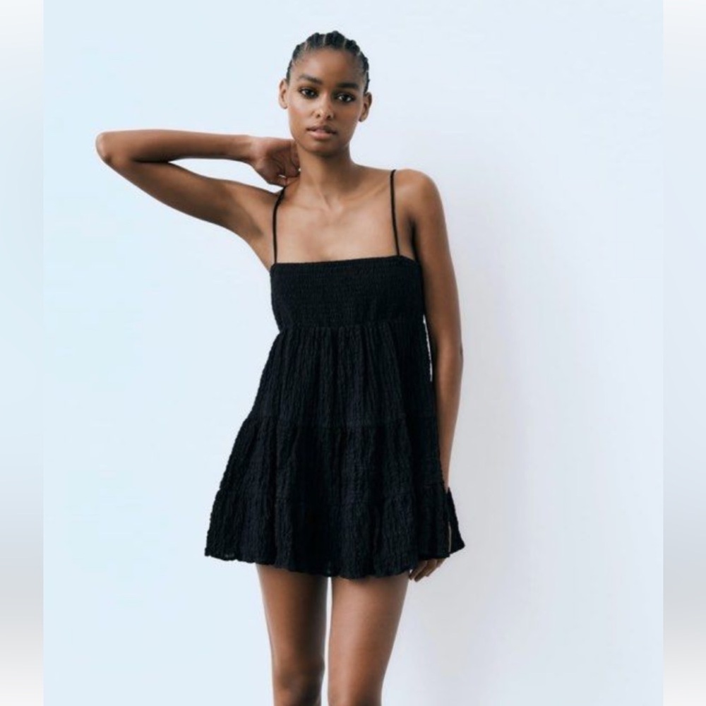 Zara Textured Mini Dress in black